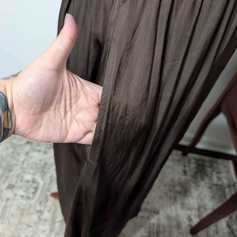 3/$30 Old Navy Brown Satin Halter Dress - Picture 6 of 8